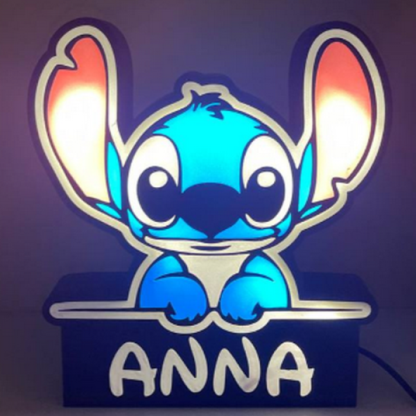 Cosmic Charm: Stitch Sitting LED Lightbox