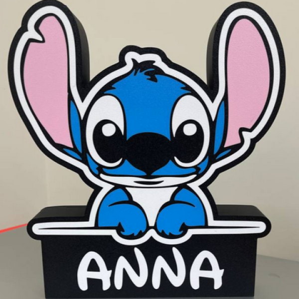 Cosmic Charm: Stitch Sitting LED Lightbox