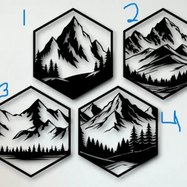 Hexagon Mountains Wall Art