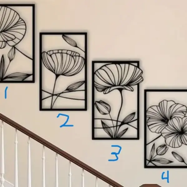 Elegant Floral Line Art - 4-Piece Wall Decor Set